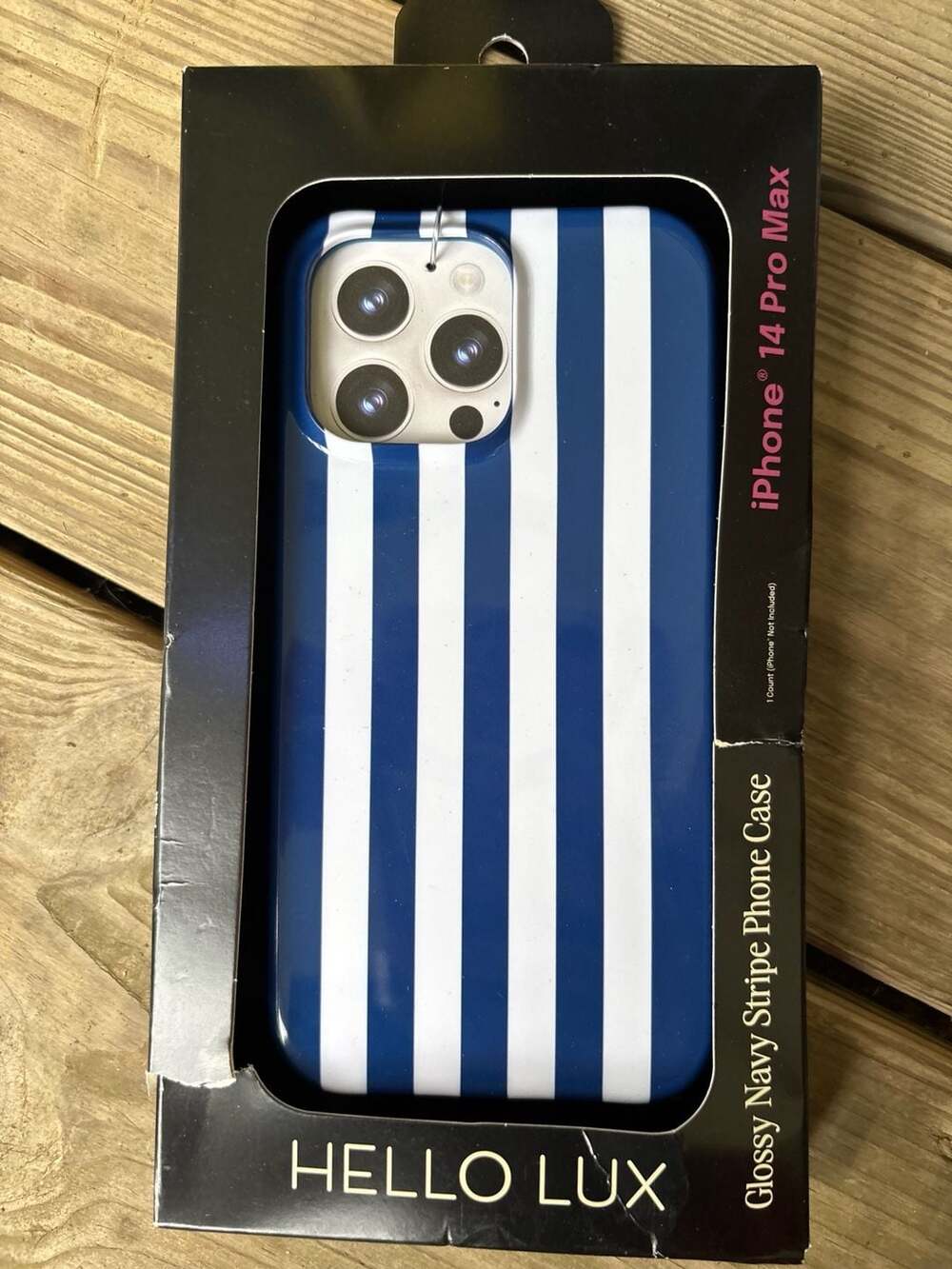 Hello Lux Glossy Navy Stripe Phone Case for iPhone 14 Pro Max